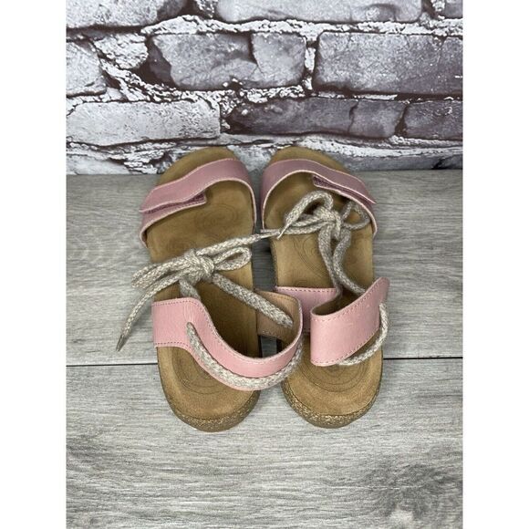 TAOS Pink Leather Ankle Lace Strap Cork Wedge Sandals Women Sz 40EU/9.5M US - Picture 6 of 16